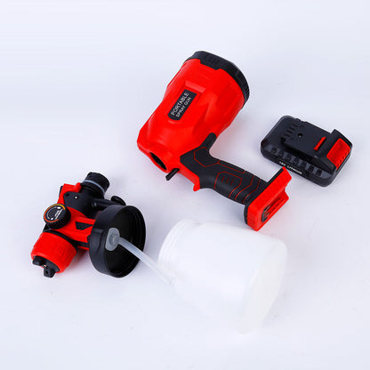 Cordless power tool paint spraying machine with handheld sprayer and detachable paint container