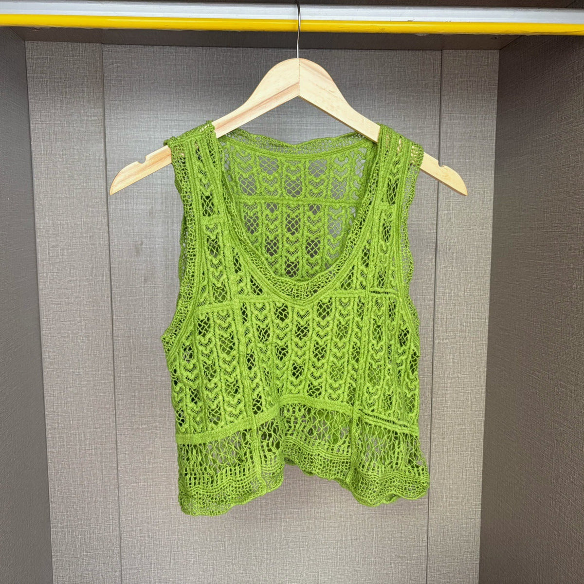 Lace knitted small vest for women in a delicate openwork design