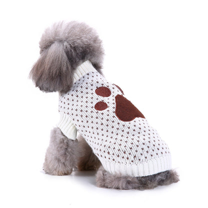 Christmas snowflake dog sweater, red knit design with festive snowflake pattern