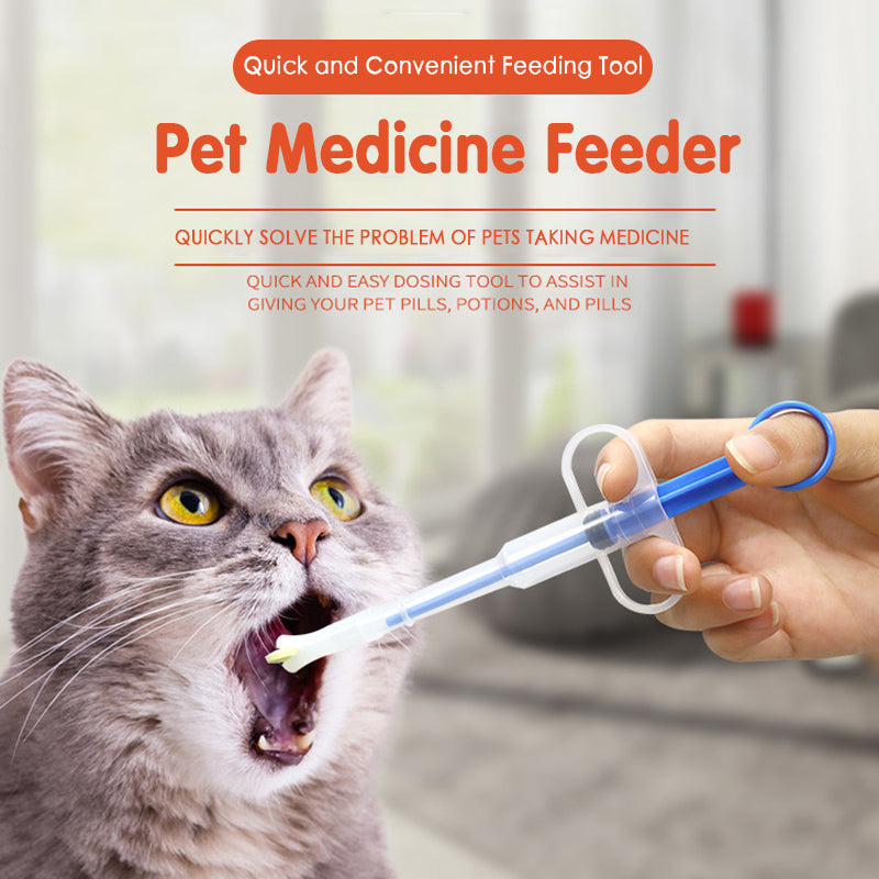 Pet medicine pills feeder device for convenient deworming and administering drops to dogs and cats