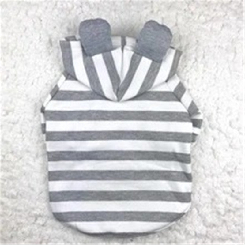 Pet clothing striped sweater for dogs and cats, featuring a classic striped design and cozy knit texture