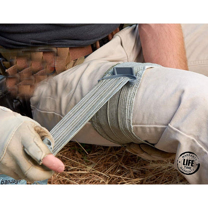 Portable outdoor training hemostatic bandage in compact packaging