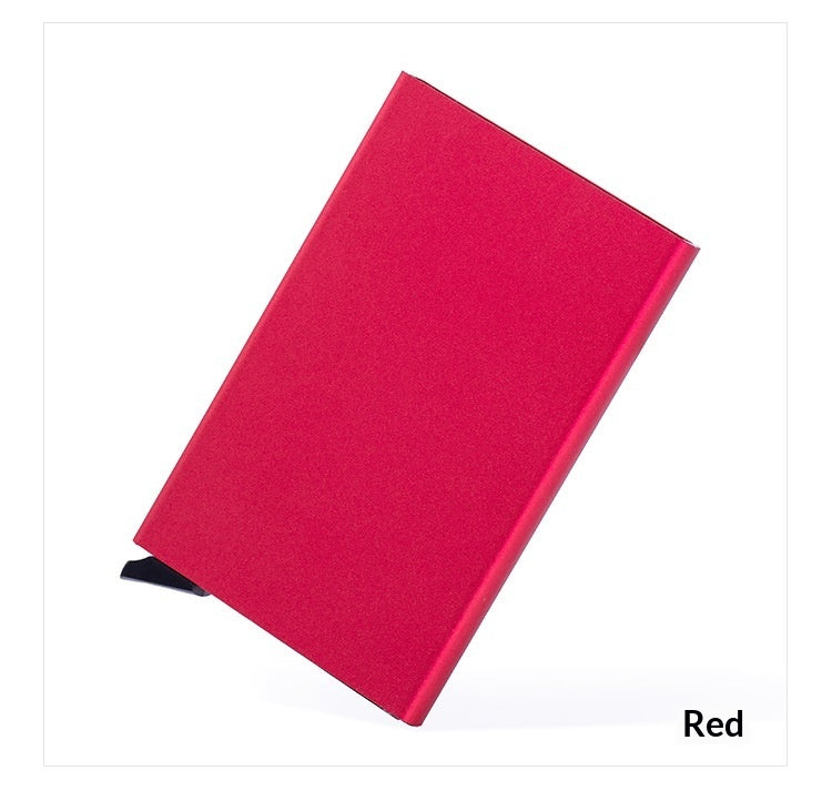 Men's automatic pop-up ID holder in compact black card case design