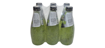 Assorted Leonard Basil Drinks by Nut Fusion in a 6-pack case, featuring natural refreshing beverage bottles with colorful labels.