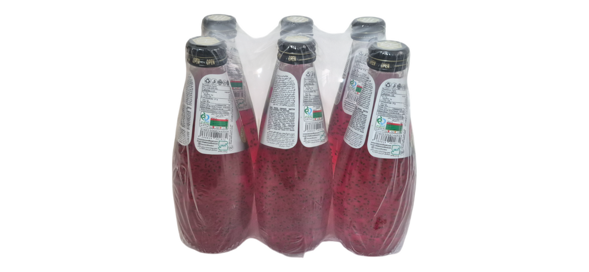 Assorted Leonard Basil Drinks by Nut Fusion in a 6-pack case, featuring natural refreshing beverages with various flavors.