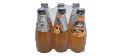 Six-pack of Nut Fusion Leonard Basil Drinks in various natural flavors, showcasing colorful bottles on a white background.