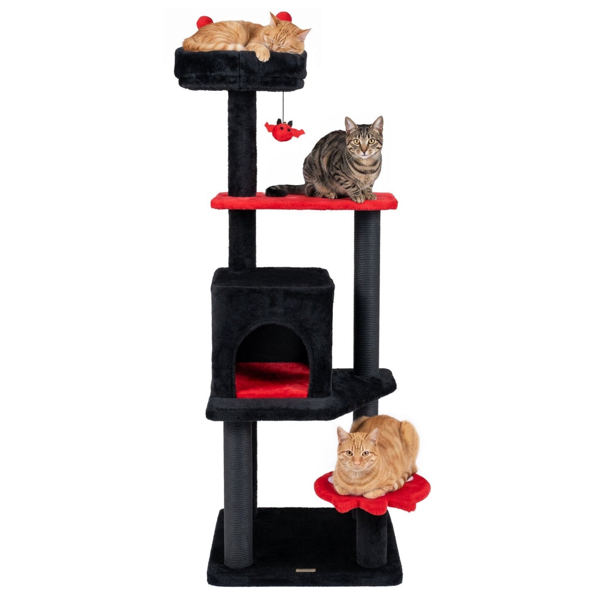 Gothic-style 57-inch cat tower by GBruno Store featuring a padded perch and spider toy for cats to climb and play.