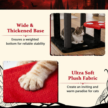 GBruno Store 57-inch Gothic cat tree with padded perch and hanging spider toy for cats to climb, perch, and play.