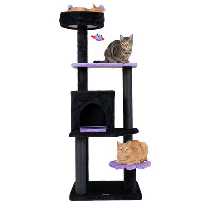 Gothic-style 57-inch cat tree by GBruno Store with padded perch and spider toy for cats to climb, play, and rest.