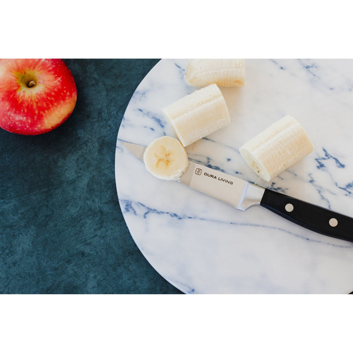Dura Living Superior 3.5-inch black paring knife with a sleek handle and sharp blade for precise kitchen prep.
