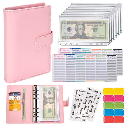 Macaron loose-leaf leather notebook with zipper wallet and bill storage bag