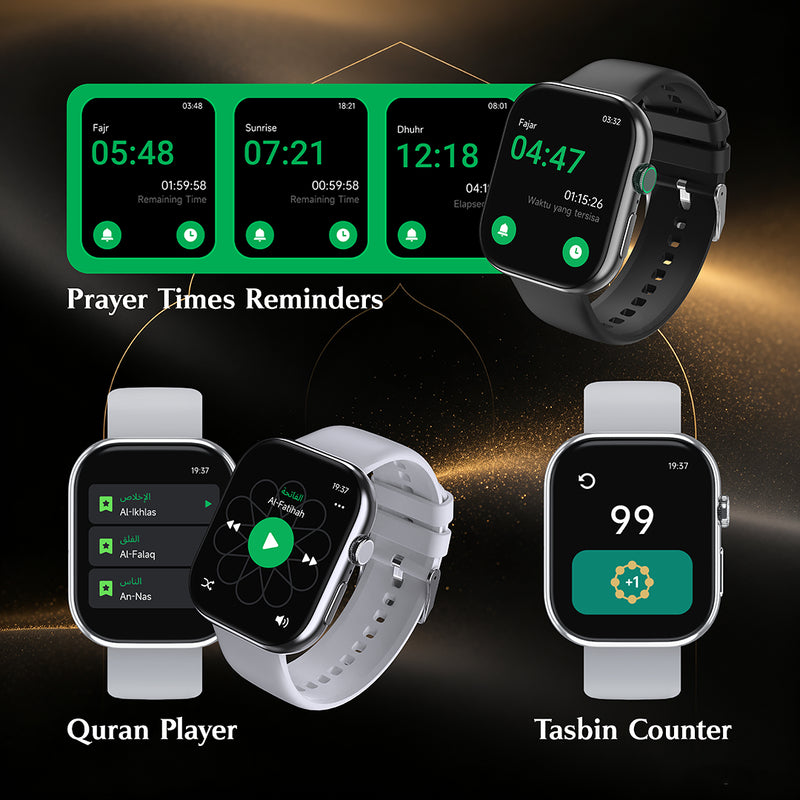 Muslim smartwatch for men and women with digital display and Islamic features