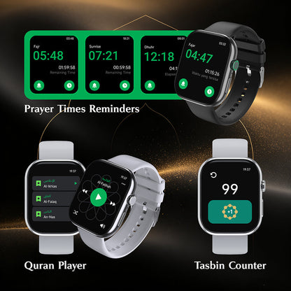 Muslim smartwatch for men and women with digital display and Islamic features