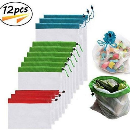 Fruit and vegetable mesh bag suit with multi-functional splicing beam mouth design