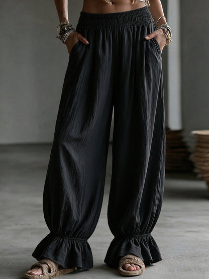Women's autumn solid-color casual pants in a relaxed fit