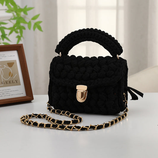 Handwoven women's tote bag in minimalist style with textured woven design and roomy interior