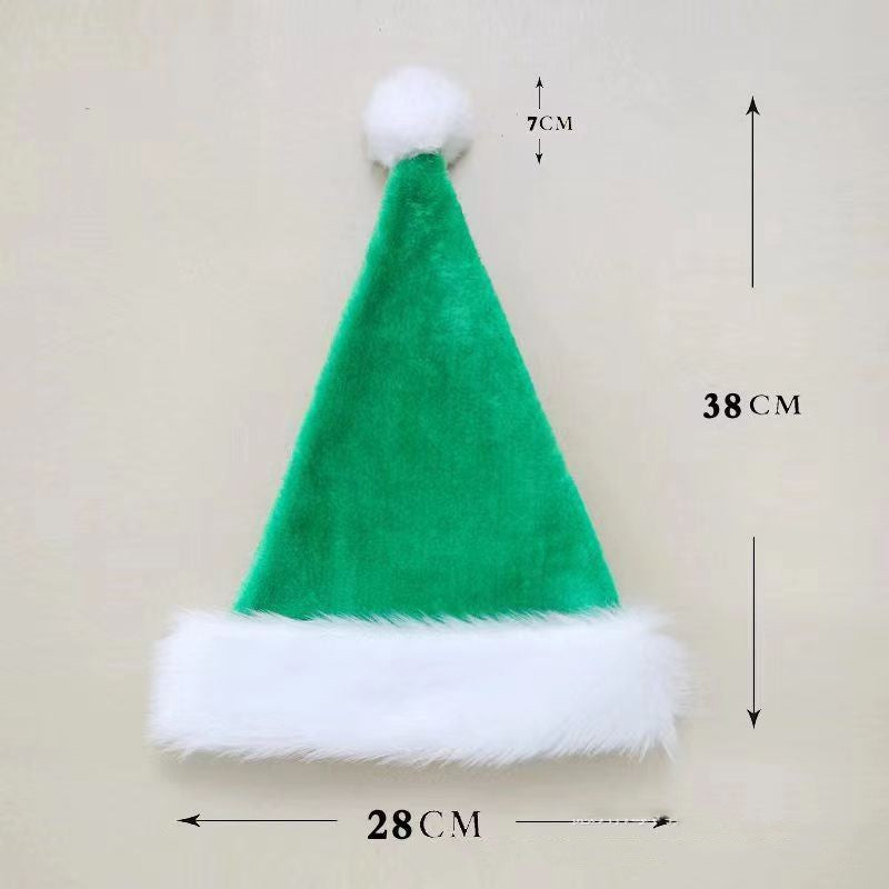 Red plush Christmas hat decoration with soft fuzzy trim and festive holiday design