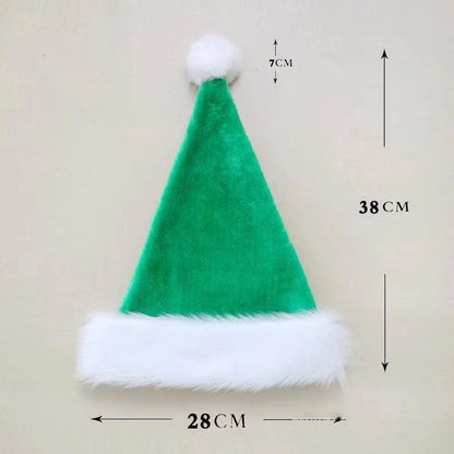Red plush Christmas hat decoration with soft fuzzy trim and festive holiday design