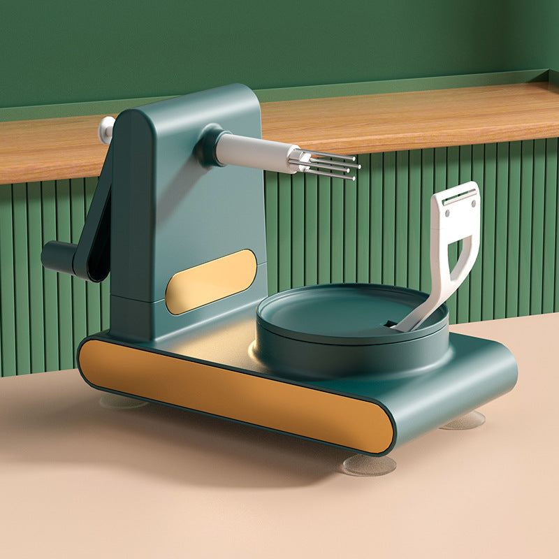 Hand-cranked multifunctional peeler machine with cutter, kitchen slicer, and fruit corer tools