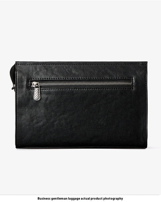 Men's personalized leather messenger bag with adjustable shoulder strap and multiple compartments