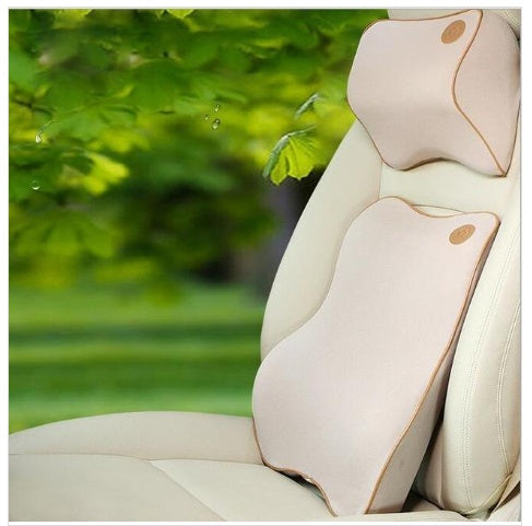 Car memory foam cushion in black fabric, designed for comfortable vehicle seating.