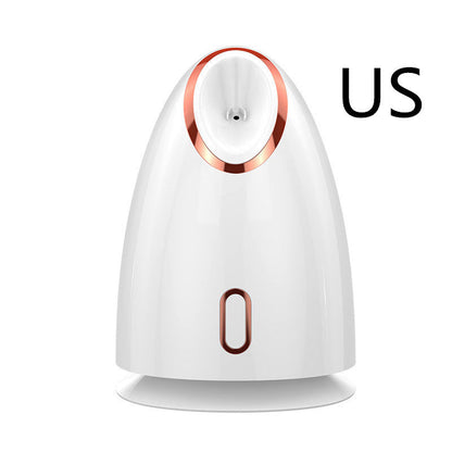 Nano thermal spray moisturizing face steamer with compact white design and water mist nozzle