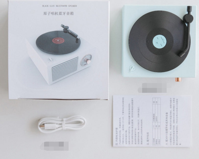 Retro vinyl wireless Bluetooth small sound speaker in compact record player-inspired design