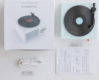 Retro vinyl wireless Bluetooth small sound speaker in compact record player-inspired design