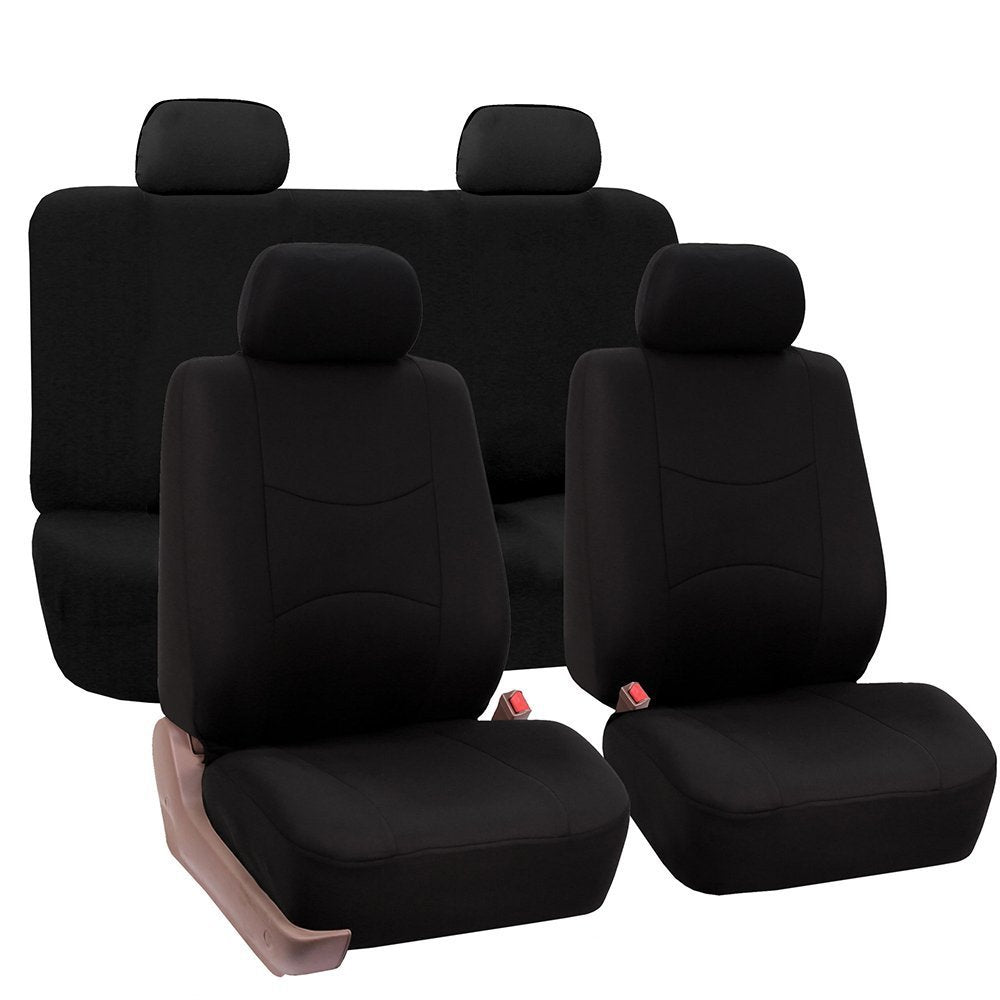 5-seater car seat cover cushion in black fabric interior view