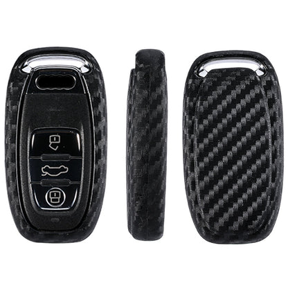 Carbon fiber silicone car key case, close-up view