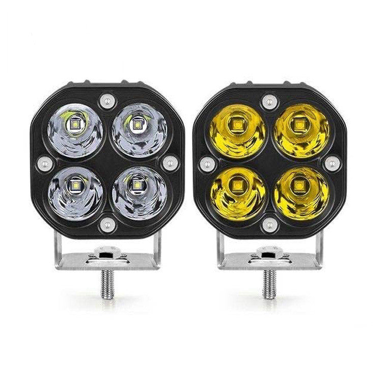 Off-road LED square spotlight for truck or car, rectangular black light housing with clear lens