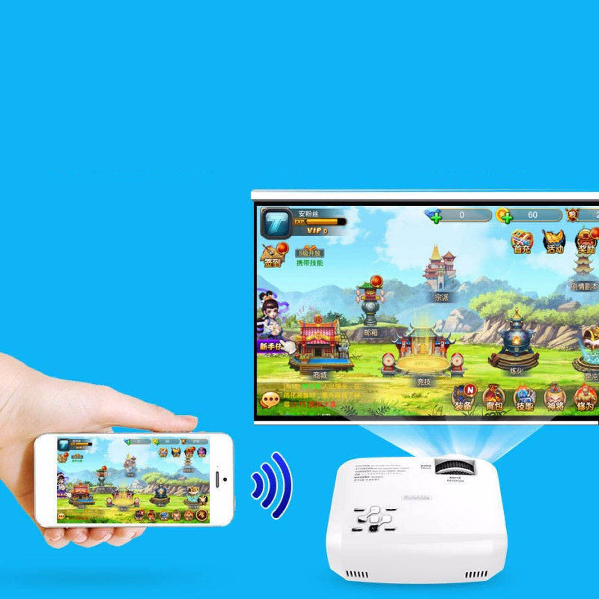 Wireless portable projector by My Store with compact design for easy viewing anywhere