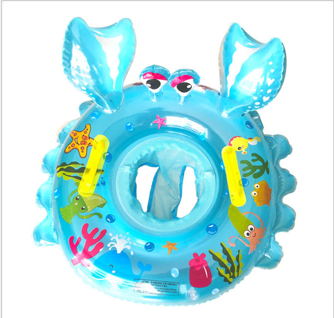 Cartoon crab-shaped swimming ring float pool toy in red and orange tones