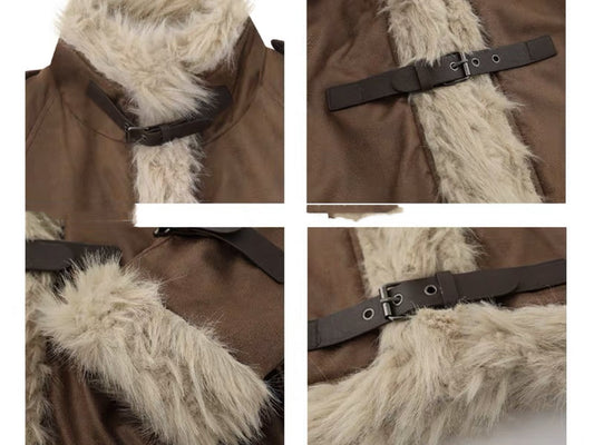 Retro lamb fur coat for women, featuring a plush texture and classic silhouette