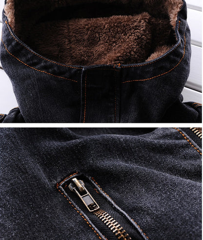 Warm denim jacket by My Store, classic blue design with button front and long sleeves