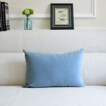 Velvet throw pillow for sofa in a soft, textured design shown from the front