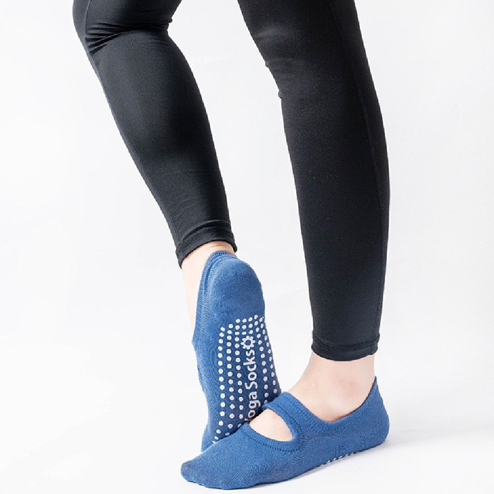 Women's yoga fitness floor socks with non-slip grip soles and breathable fabric crawl display