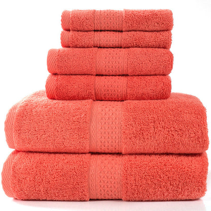 Cotton absorbent towel set, available in 3 or 6 pieces, soft woven fabric in assorted colors