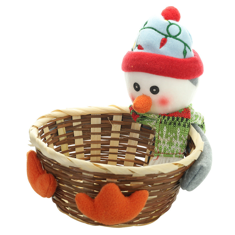 Christmas decorations fruit basket with festive fruit-shaped ornaments, displayed in a decorative basket