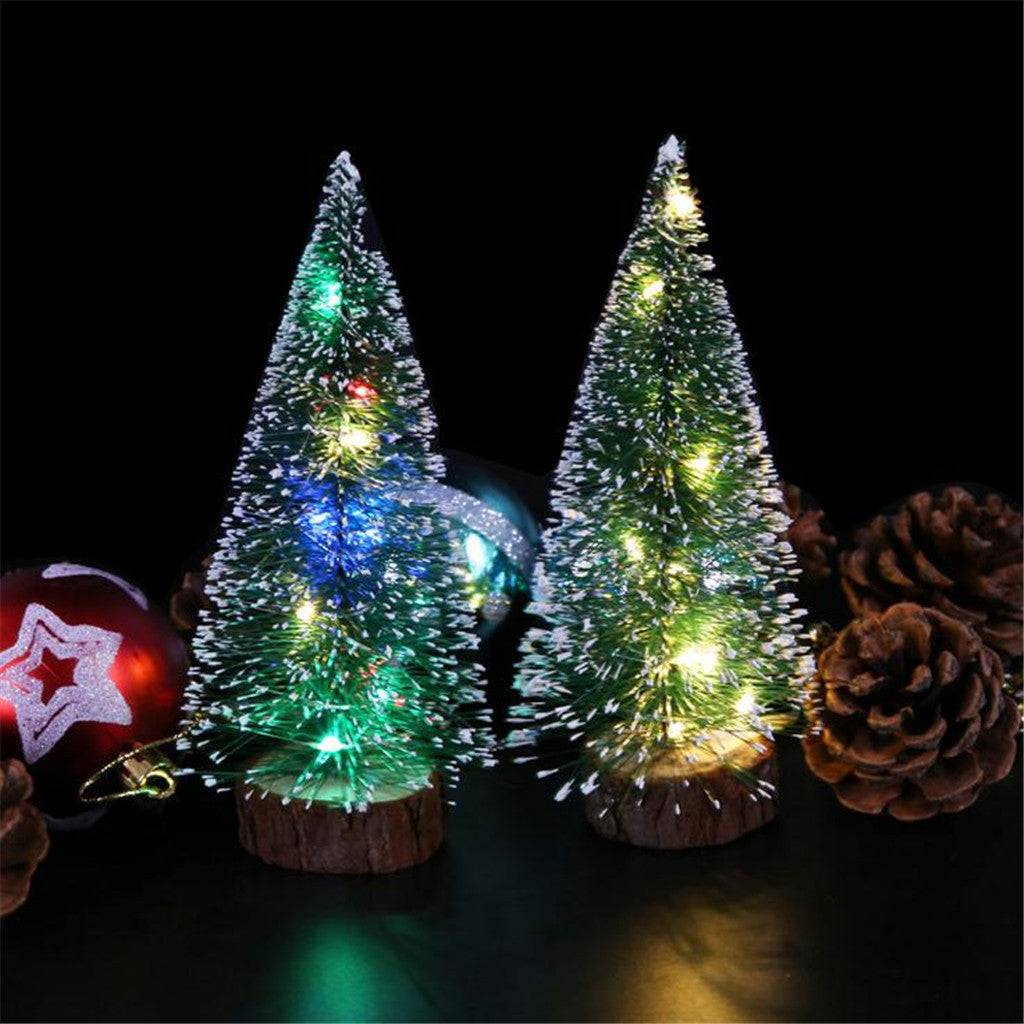Mini Christmas tree with LED lights and festive Christmas decorations by My Store