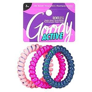 Assorted Galaxy Hair Coils by Goody Sports, 3-pack of dentless jelly ponytailers for secure, pain-free hair styling for women and teens.