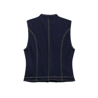 Denim vest with knot-detail topstitching by My Store