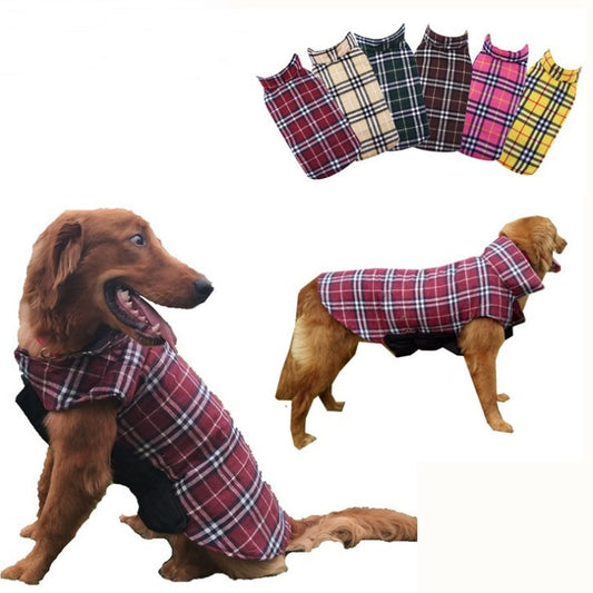 Tartan waterproof dog suit jacket coat for outdoor use, dog clothes product image