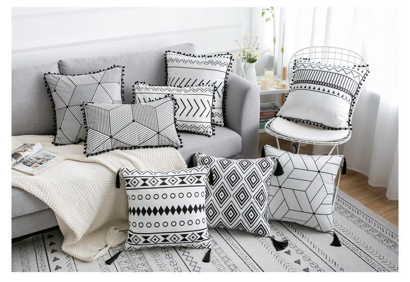 Bohemian National throw pillow by My Store featuring a colorful bohemian pattern and soft square design