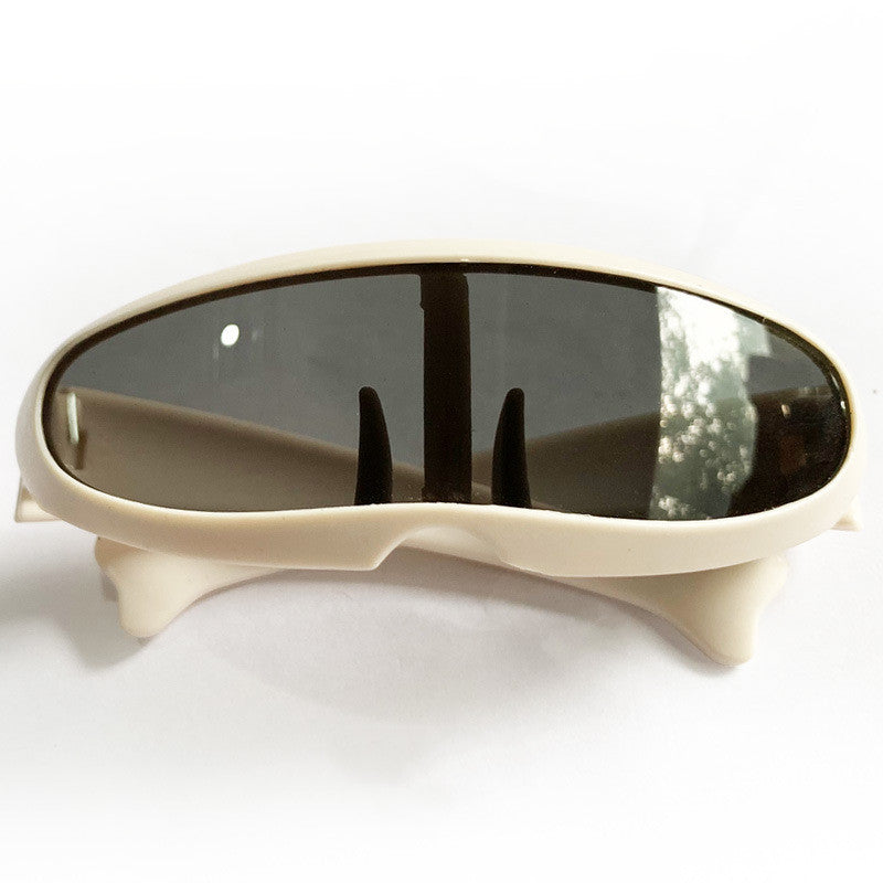 Dog sunscreen UV goggles for pet protection, black wraparound lenses shown on white background