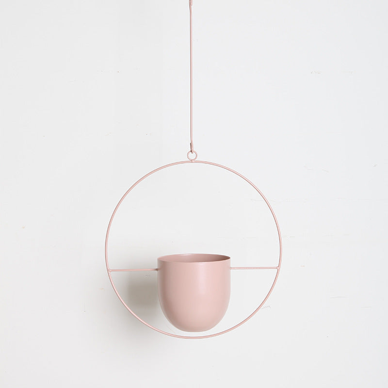Nordic-style hanging iron flower pot with hydroponic orchid plant holder in a simple decorative design