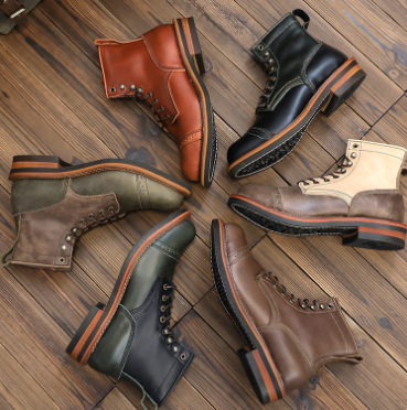 Trendy Mid-Top Leather High-Top Men's Boots