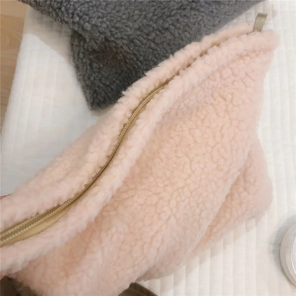 Plush Lambwool Makeup Pouch and Organizer Bag
