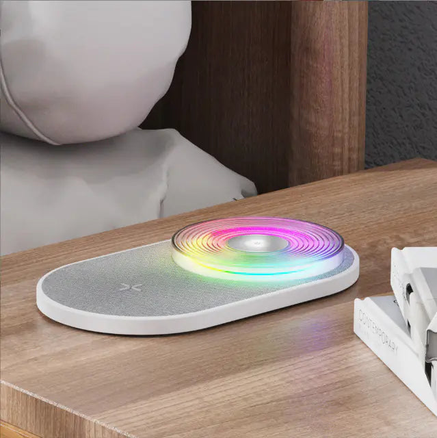 15W Wireless Charging Night Light with Touch Control | IP Rotating Design in White & Pink