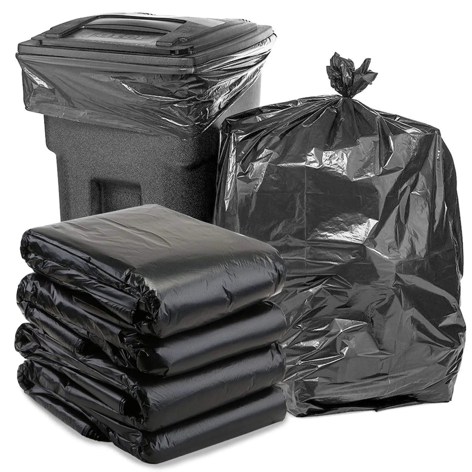 65 Gallon Trash Bags25 Pieces large Black Heavy Duty Trash Can LinersLarge Size Trash bags Garbage Bags for Indoor and Outdoor